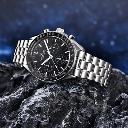 „PAGANI DESIGN Moon“ laikrodis – prabangus vyriškas kvarcinis chronografas, sportinio stiliaus, safyro stiklas su antirefleksine danga, švytintis ekranas