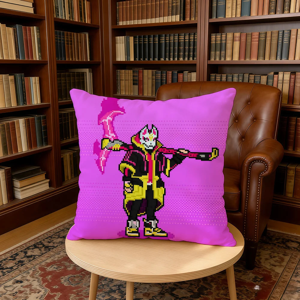 F-FORTNITE-ES Capa de almofada gaming para casa e escritório, presente de aniversário, macia e suave para a pele