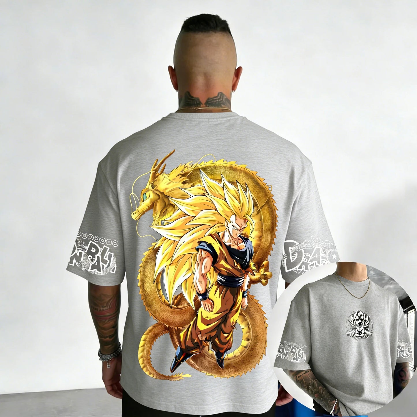 Dragon Ball Anime Super Saiyan 3 Co Branded Cotton T-shirt Men and Women's New Summer Street Loose Casual Large Short Sleeve Top