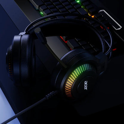 Acer casque de jeu Gamer 7.1 stéréo virtuel Surround basse écouteur casque avec micro lumière LED pour ordinateur PC Gamer OHW303