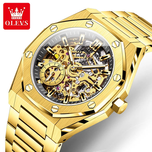 OLEVS 6669 Fully hollow men's watch luxury automatic mechanical watch men's 30M waterproof Man Wristwatches