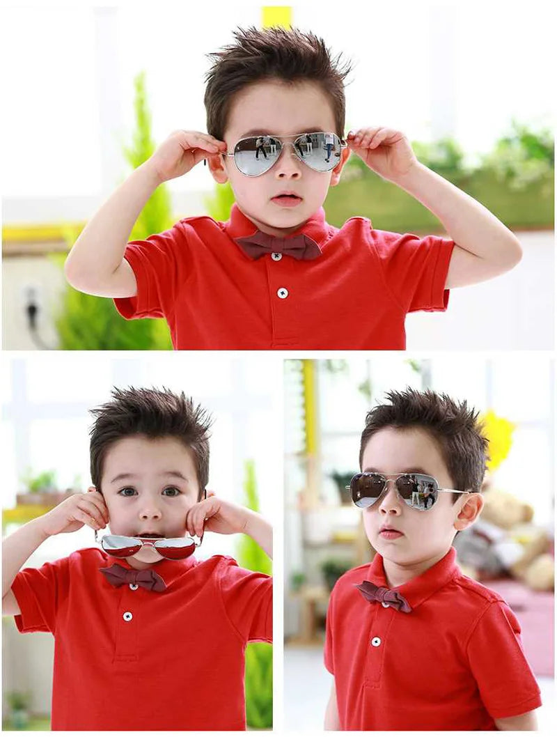 Fashion Brand Child Sunglasses Mirror Glasses Metal Pilot Sunglasses for Girl Boy Kids Sunglasses Children Glasses Goggles