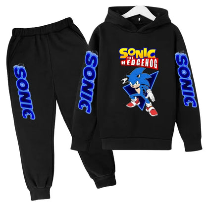 Kids Supersonic Clothing Jogging Blue Sweatshirt Top Coat+Pants Two-piece set Hoodie Boys Girls3-12Yrs Clothes Casual Sports Set