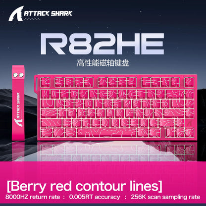 ATTACK SHARK R82 HE Teclado Magnético com Fio 75% RGB 8000Hz Rapid Trigger Atuação de 0.005mm Teclado Gaming