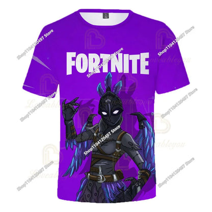 T-shirt de Verão para Criança Battle Royale Fortnite Hero Victory 3D — T-shirt para Rapazes, Raparigas e Bebés