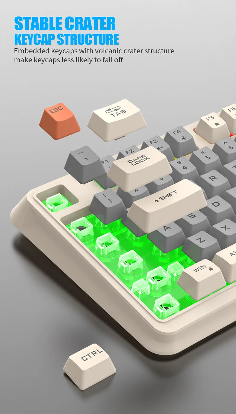 Keyboard K81 Gaming Keyboard 81 Key 80% Layout Spanish Russian Korean Arabic Keyboard USB Wired RGB Light Volume Knob Ergonomics