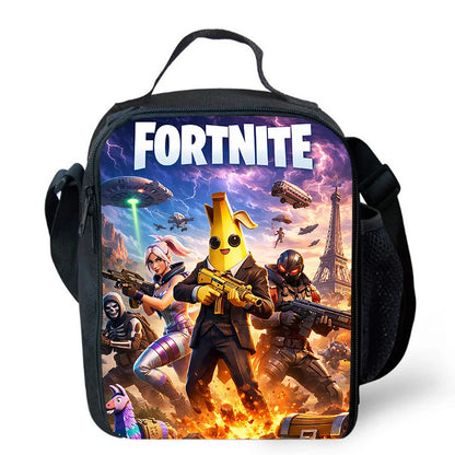 Saco de Almoço Térmico Isolado com Desenho Animado Fofo, Recipiente para Alimentos à Prova de Fugas, Reutilizável, Saco Frigorífico de Almoço Fortnite para Crianças e Estudantes