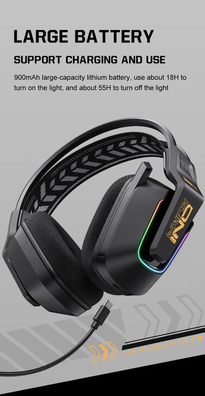 Auriculares gaming inalámbricos ONIKUMA GT828 Bluetooth 5.3 RGB con micrófono, cancelación de ruido y conexión de 4 modos para PC, PS5 y portátil