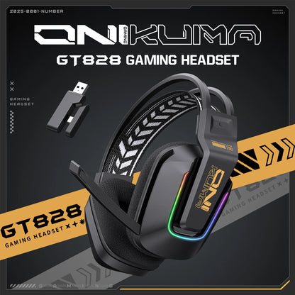 Auriculares gaming inalámbricos ONIKUMA GT828 Bluetooth 5.3 RGB con micrófono, cancelación de ruido y conexión de 4 modos para PC, PS5 y portátil