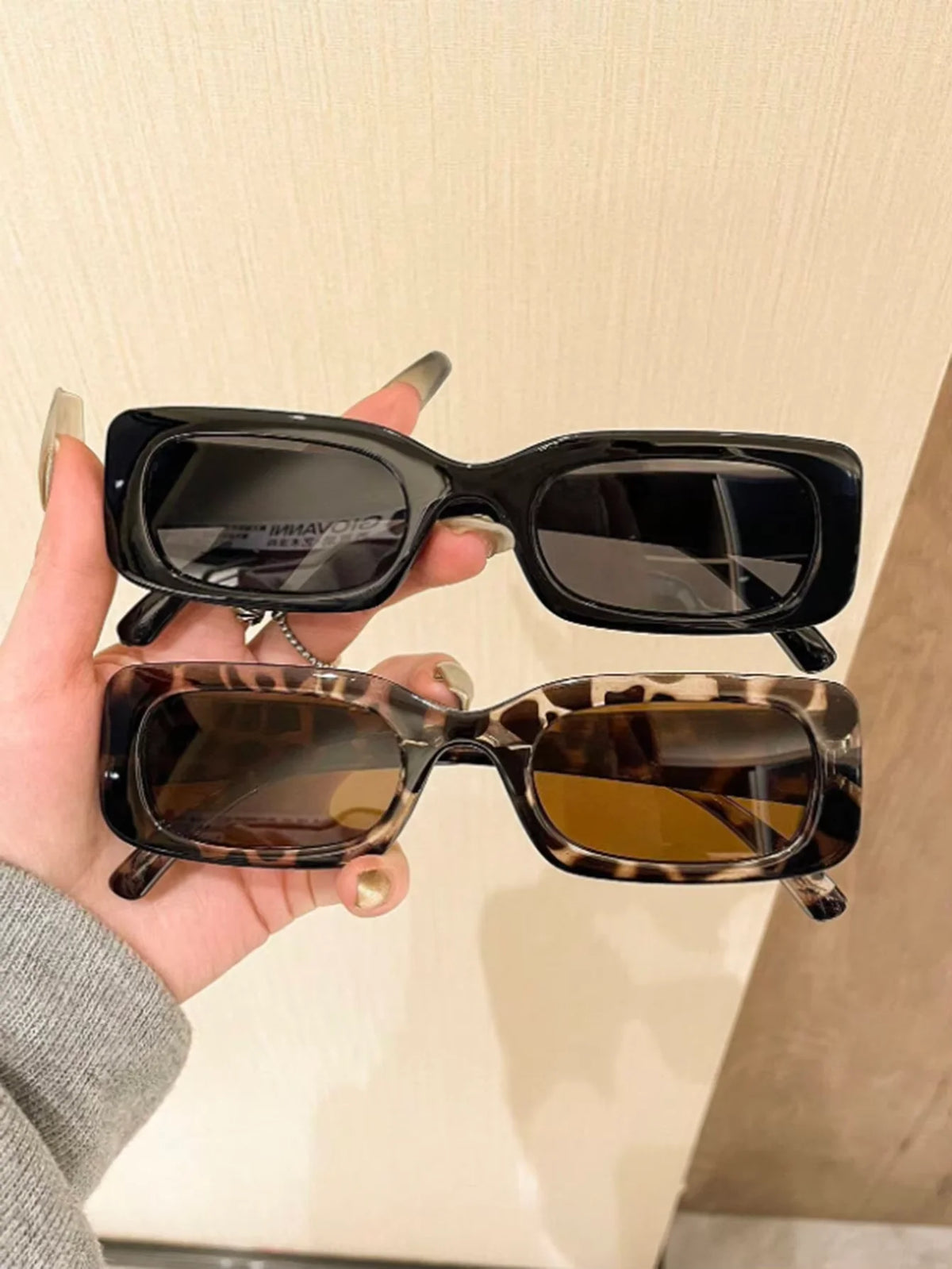 1 ks/2 ks módní obdélníkové brýle s čočkami v retro a trendovém stylu, vhodné na pláž, outdoorové aktivity a street style, unisex