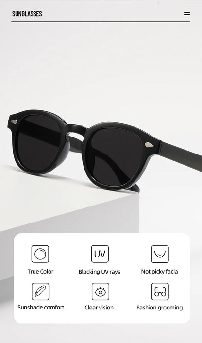 JNPCXI Vintage Round Sunglasses Women Men Retro Rivet Blue Gradient Female Sun Glasses UV400