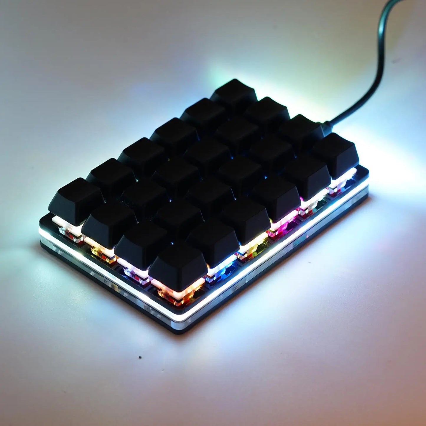 Mini-USB Custom Mechanische Tastatur mit 24 Tasten, Schwarz/Weiß, Gaming-Tastatur, Sayo-Gerät, programmierbares Shortcut-Keypad mit Makrotasten