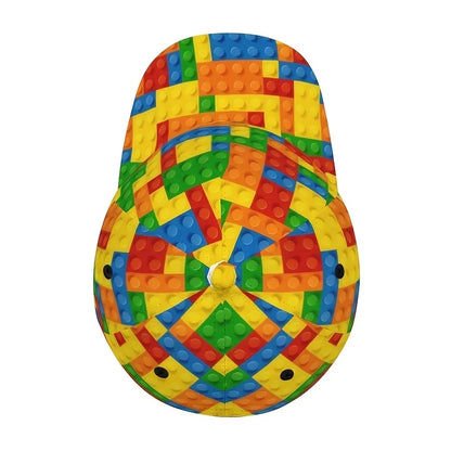 Spalvinga „Building Block Print“ vaikų beisbolo kepurė, unisex saulės kepurė su UV apsauga, kasdienė lauko kepurė, skirta žaislų mėgėjams, madinga tėčio kepurė
