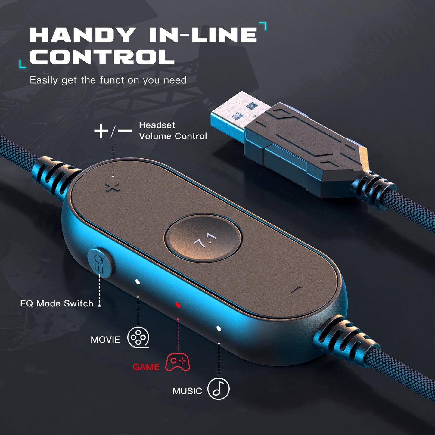 FIFINE RGB-Gaming-Headset mit Mikrofon – kabelgebundene USB-Over-Ear-Kopfhörer mit 7.1-Surround-Sound für PC, PS4, PS5, mit EQ-Modi & Geräuschisolierung