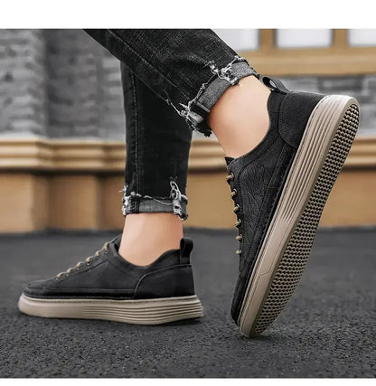Classic Men's Sneakers Platform Slip-On Casual Leather Sneakers New Comfort Flat Spring Loafers Shoes