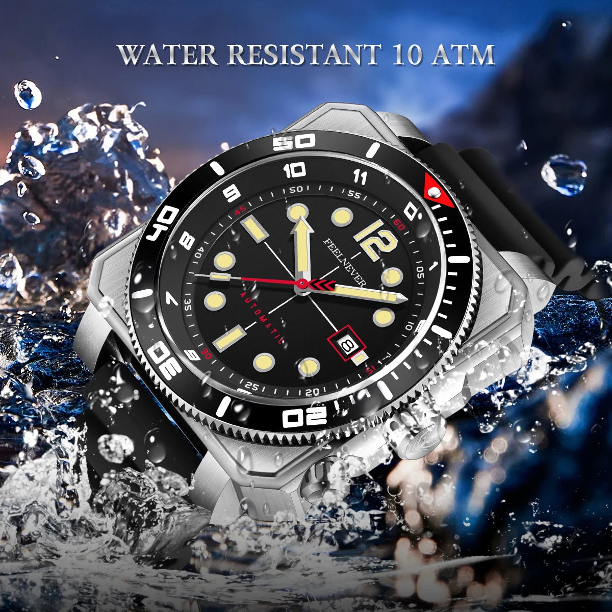 Orologio subacqueo automatico FeelNever 8215 da uomo, super luminoso, in acciaio 316, con vetro zaffiro, orologio sportivo meccanico maschile