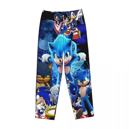 Custom Printed Womens Soniced Pajama Pants Hedgehog Game Sleepwear Sleep Lounge Bottoms with Pockets