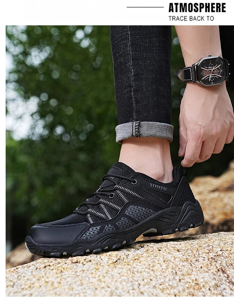 Marken-Wanderschuhe für Herren, atmungsaktive Mesh-Reiseschuhe, wasserdichte Outdoor-Schuhe für Jagd und Angeln, Berg-, Offroad-, Reit- und Sportschuhe