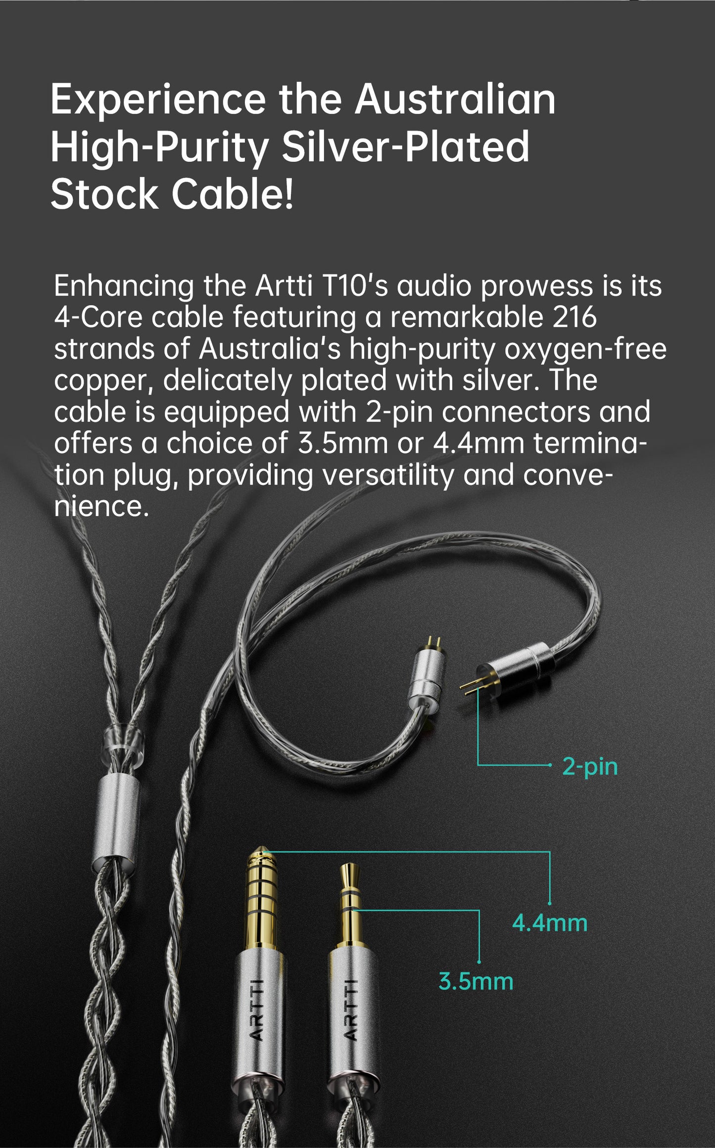 ARTTI T10 In-Ear HiFi Earphones Wired IEMs Monitors 14.2mm Planar Driver Textured Bass 0.78mm 2pin & 3.5MM/4.4MM Connector