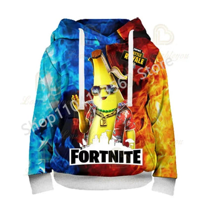 Llama Battle Royale F-Fortnited Kapuzenpullover mit 3D-Print für Herren, Damen und Kinder, Sweatshirt für Jungen, Mädchen und Kids, Streetwear-Pullover, grüne Oberteile