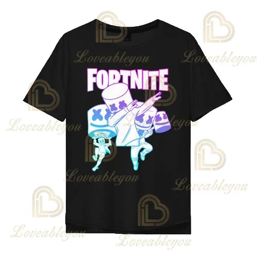 T-shirt cartoon per ragazzi e ragazze Fortnite Battle Royale 3D, 3-14 anni, Victory Royale, top da gioco per bambini e adolescenti