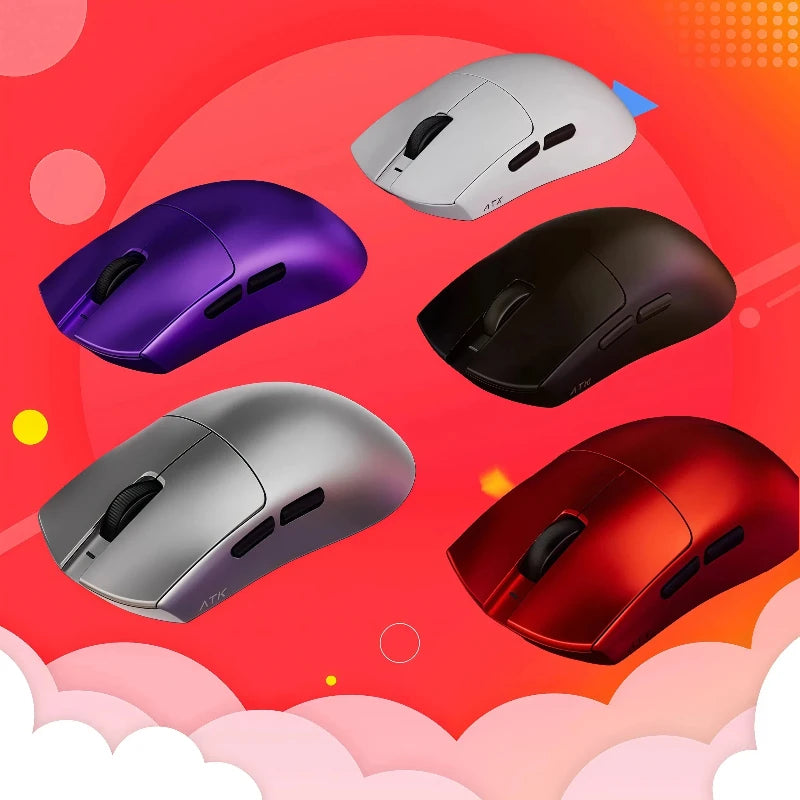 Rato Gaming Sem Fios ATK X1 V2 Ultimate 2.0 Paw3950 Utrla 54g Leve 750ips 0.163ms Baixa Latência 650ips — Novo Acessório para Oferta