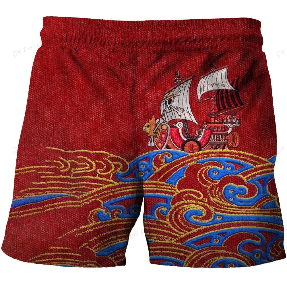 One Piece Harajuku Style Shorts With Hood 2023 Luffy 3D Swimming Shorts Running Tank Top Men Cartoon Shorts Trend Hot Sale