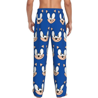 Custom Print Men's Soniced Pajama Pants Hedgehog Game Sleepwear Sleep Lounge Bottoms with Pockets