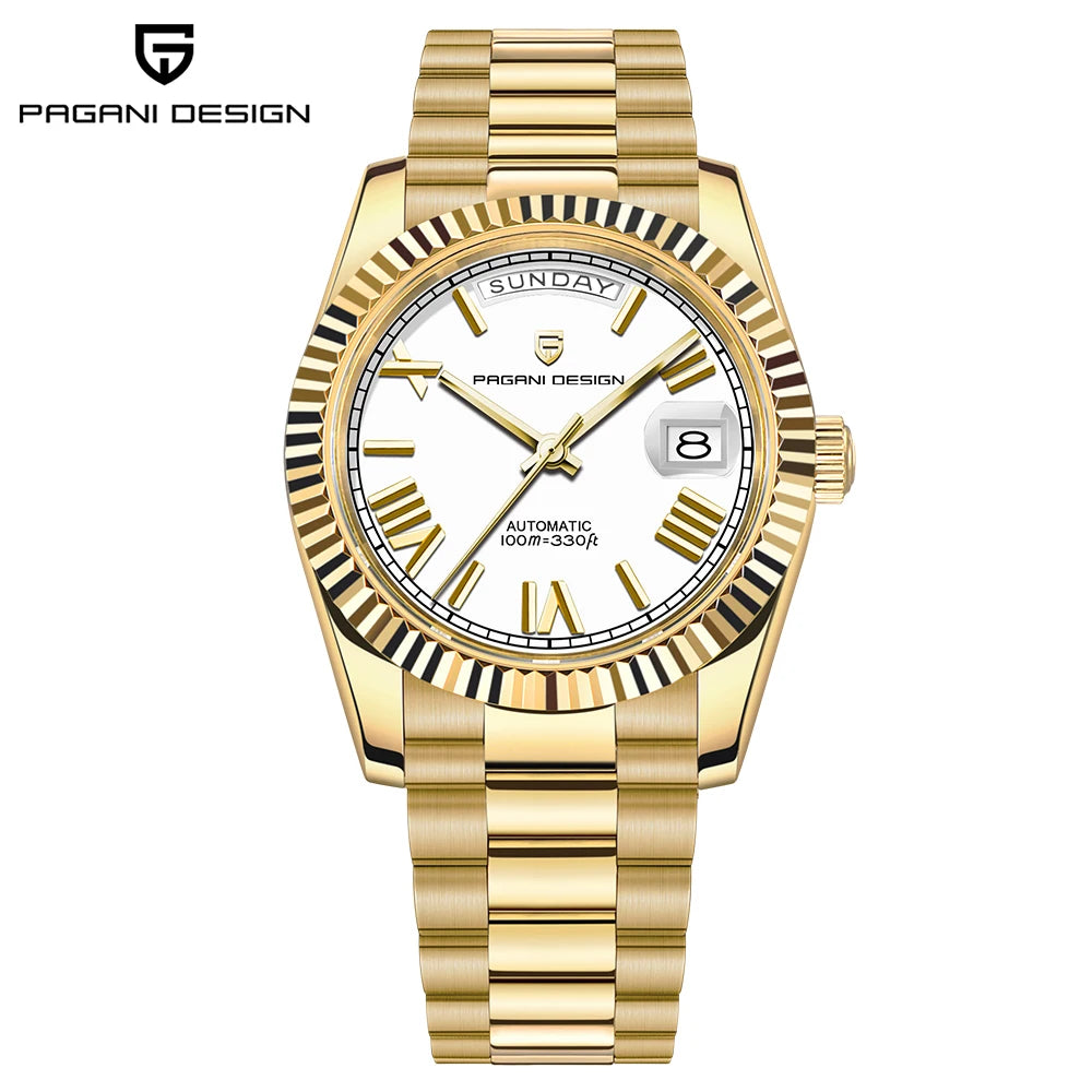 PAGANI DESIGN New DD36 Rose Gold Luxury Automatic Mechanical Watch For Men ST16 100M Waterproof AR Sapphire Glass Wristwatch Men