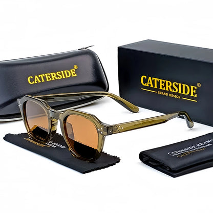 Caterside Nové retro polarizované pánské sluneční brýle s čtvercovým rámem z TR90, dámské sluneční brýle, outdoor, řízení, rybaření, UV400, dárek