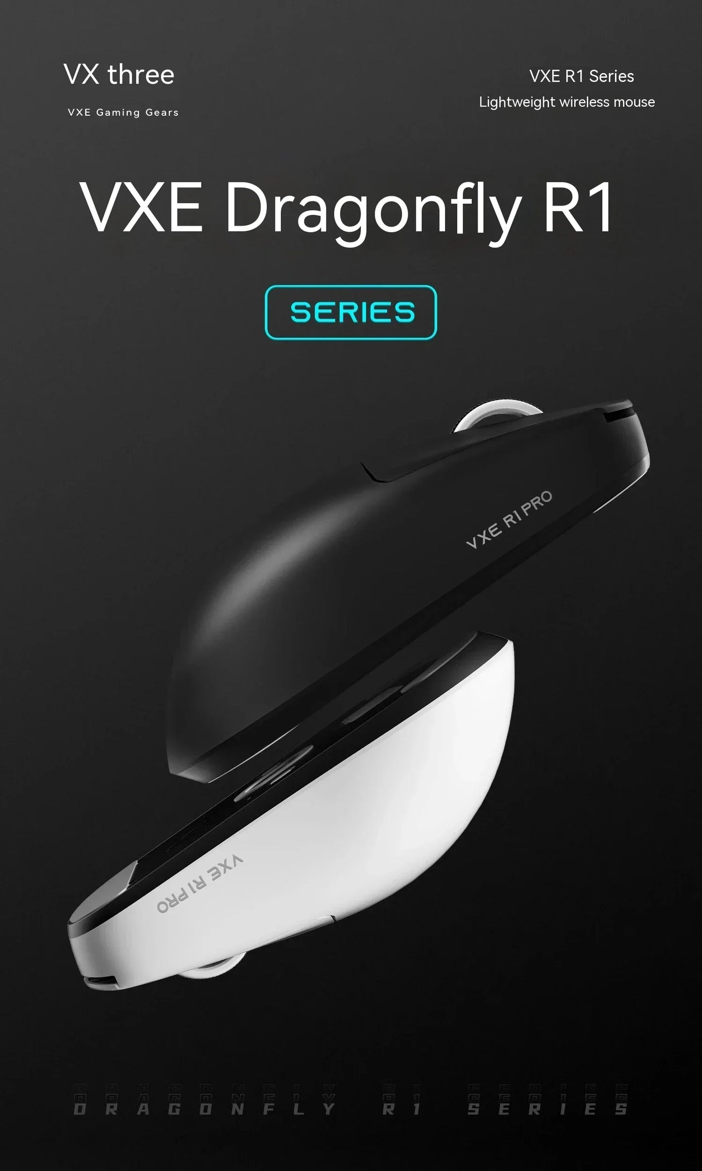 Rato Sem Fios VXE Dragonfly R1 Pro com Sensor Paw3395, Nordic 52840, 2khz, Smart Speed X, Baixa Latência, para Escritório, Gamer e PC Gaming