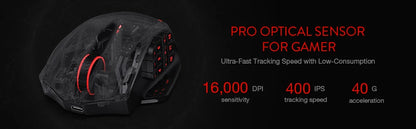 Redragon M913 Gaming-Maus, 16000 DPI, kabelgebunden und kabellos 2.4Ghz, optisch, RGB, 16 programmierbare Tasten, Schwarz/Weiß