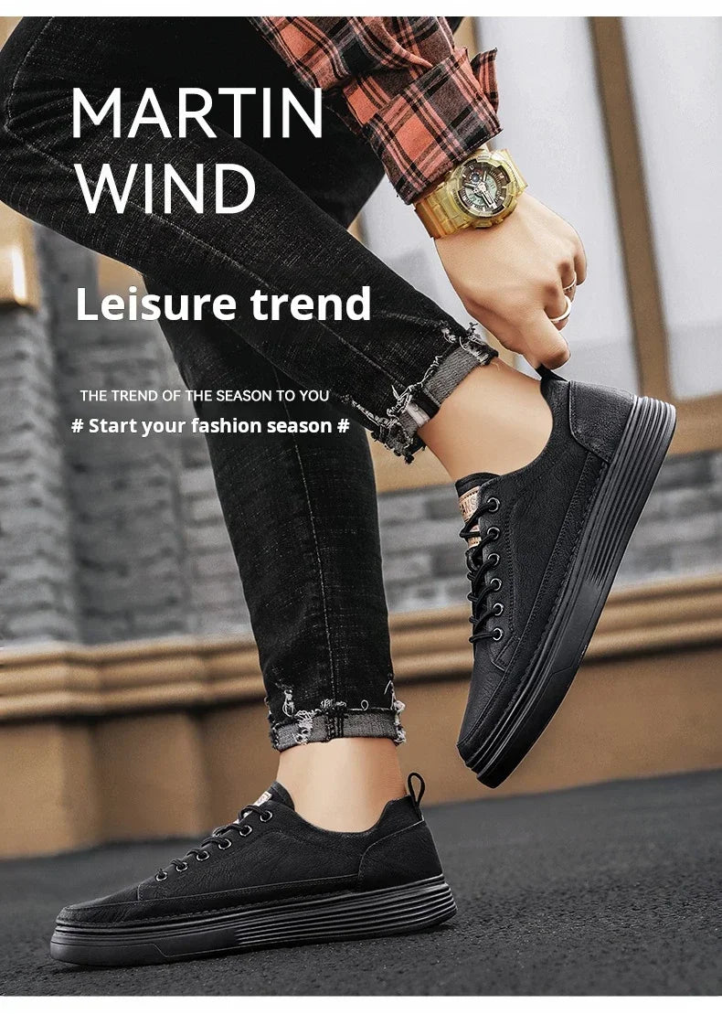 Classic Men's Sneakers Platform Slip-On Casual Leather Sneakers New Comfort Flat Spring Loafers Shoes