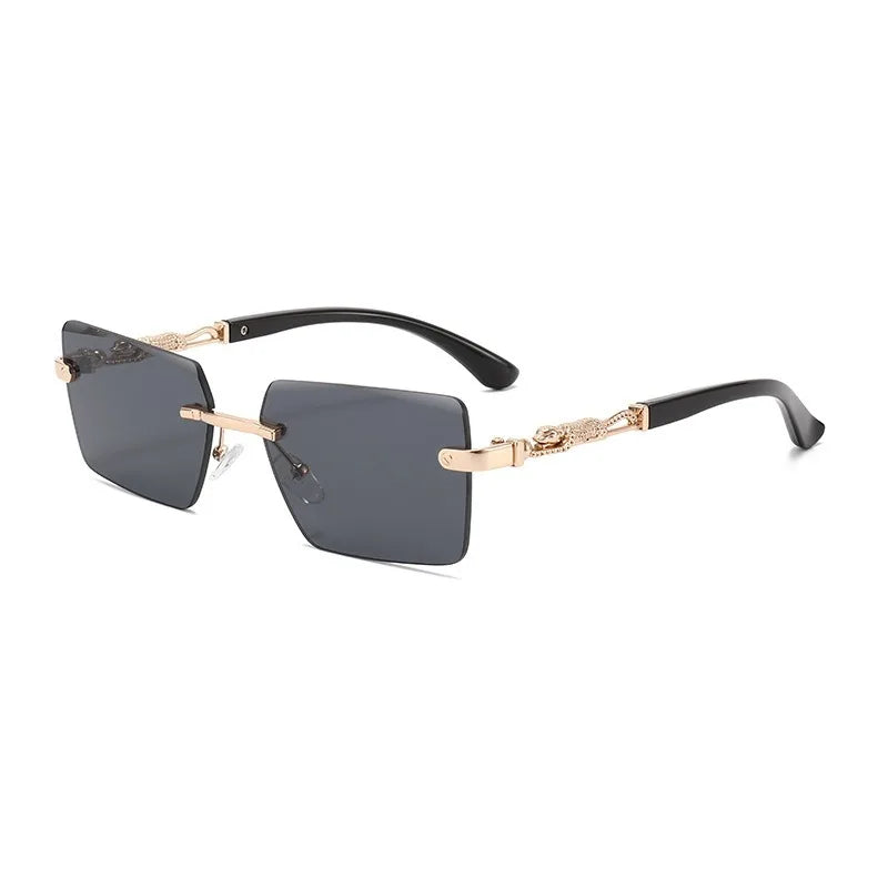Occhiali da sole rettangolari senza montatura alla moda per donna e uomo, occhiali da sole di lusso, occhiali da sole quadrati per donna e uomo, occhiali da spiaggia e da viaggio