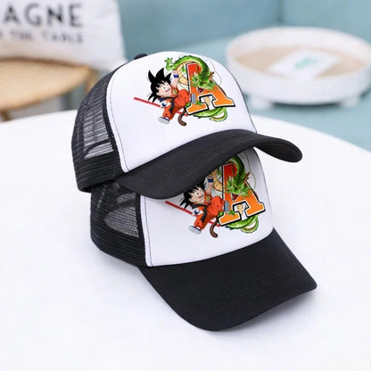 Casquettes de baseball en maille Dragon Ball - Dessin animé Son Goku - Lettres - Adultes et enfants - Casquettes de sport - Anime - Été - Protection solaire - Casquette à visière - Cadeau - Nouveauté