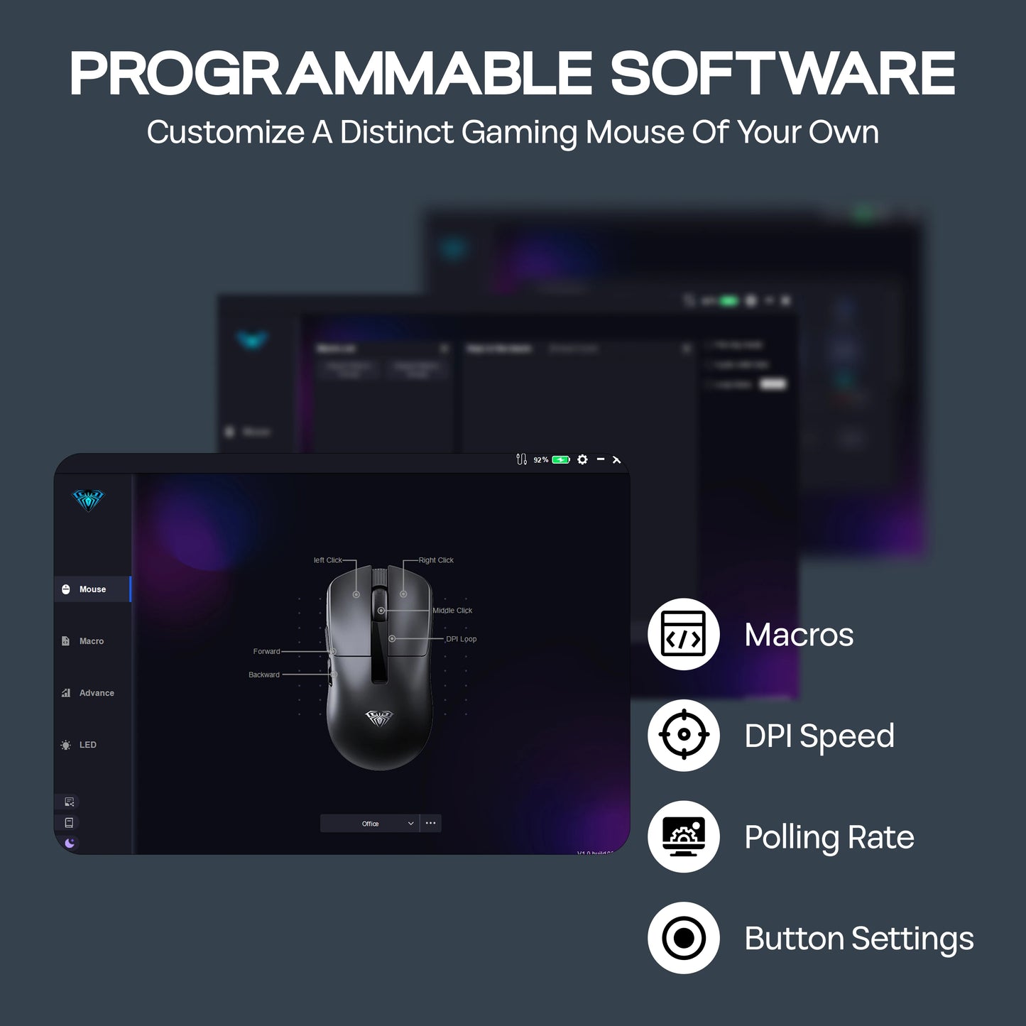AULA SC590 PRO kablet/Bluetooth/2.4GHz trådløs gamingmus 20000 DPI og PAW3311-sensor med 1000 polling rate til Win/Mac/gaming