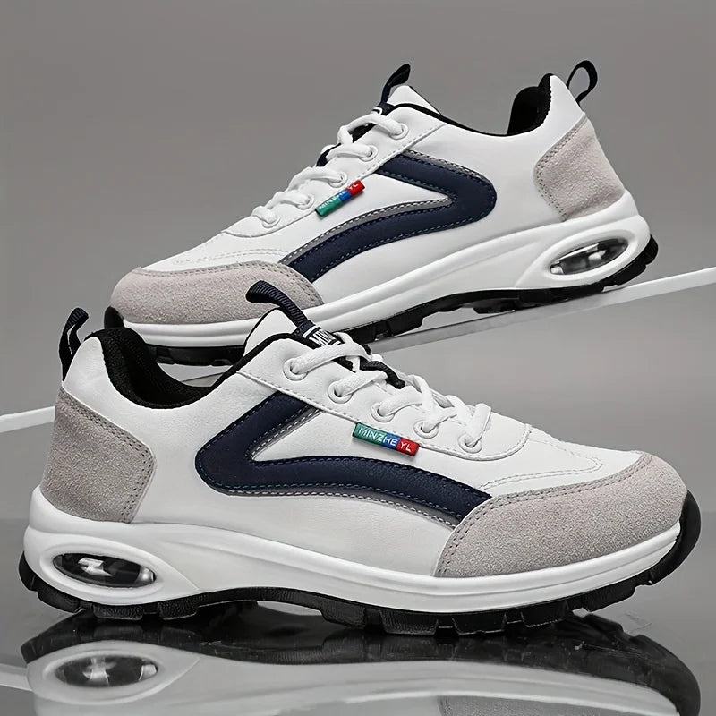 Trendy sportschoenen voor heren, lichtgewicht en ademend, moderne antislipschoenen met suèdedetails, stijlvolle outdoor sneakers voor dagelijks gebruik