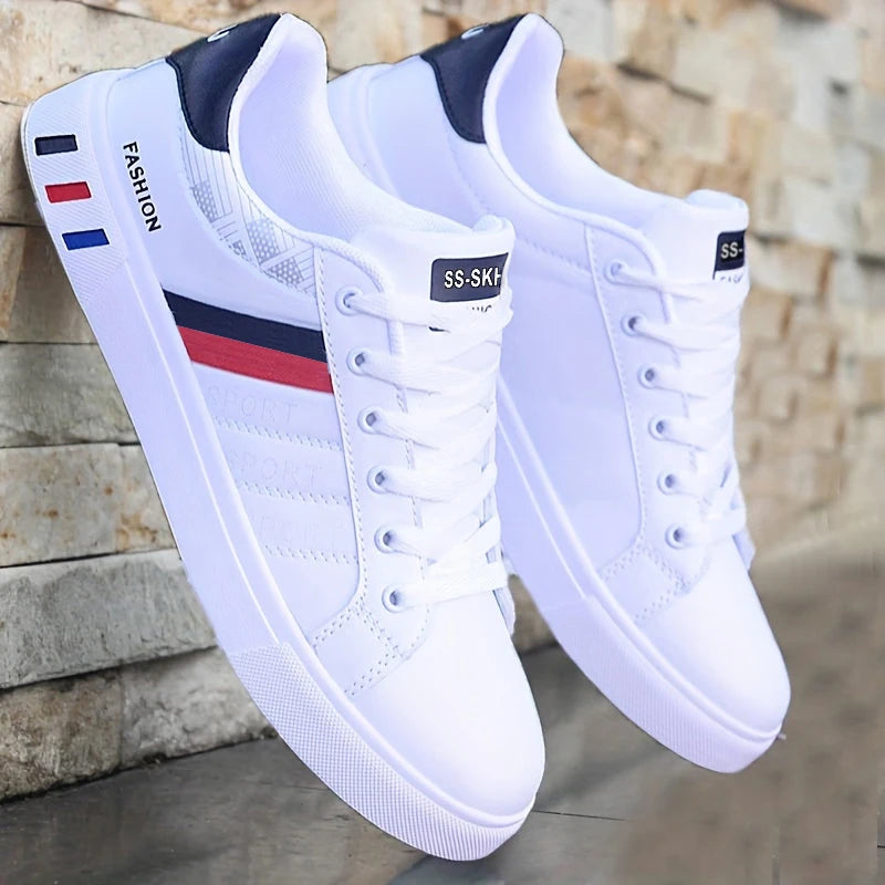 Men's Low-Top Skateboarding Sneakers - Breathable Synthetic Upper, Durable PVC Sole, Round Toe Design, Suitable for Casual and Formal Wear Skateboard Shoes, Casual Shoes, Stylish Lace-Up Design, Equipped with Comfortable Fabric