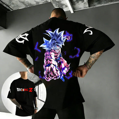 2026 New Hot Anime Dragon Ball Goku Printed Cotton Men's T-shirt Overside American and Women's Breathable Sports Round-neck