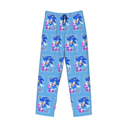 Custom Print Men's Soniced Pajama Pants Hedgehog Game Sleepwear Sleep Lounge Bottoms with Pockets