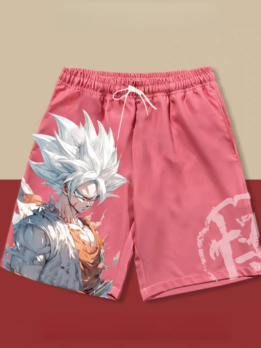 Dragon Ball Goku Ultra Instinct Go Kanji Print Quick Dry Shorts 2026 Summer Plus Size Casual Shorts for Anime Fans Adults & Kids