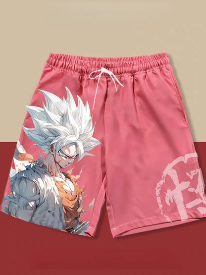 Dragon Ball Goku Ultra Instinct Go Kanji Print Quick Dry Shorts 2026 Summer Plus Size Casual Shorts for Anime Fans Adults & Kids