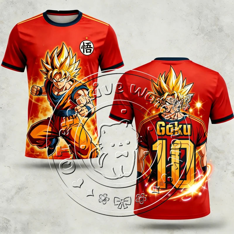 Dragon Ball Retro Super Goku 10 3D Print Quick Dry Breathable Unisex Football Basketball Anime Casual Sports Short Sleeve Tee
