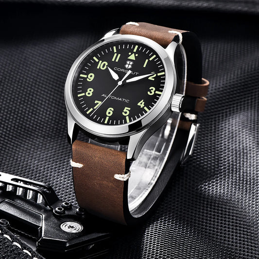 42mm Corgeut Sapphire Miyota Watch Military Men Automatic Luxury Sport Design Clock Lume Leather Mechanical Wrist Watches