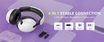 Acinaci BL500 kabelloses Gaming-Headset 2.4G Bluetooth 5.3 & kabelgebunden – Noise-Cancelling-Mikrofon, 30H Akku, 50mm-Treiber für PC, PS5, PS4