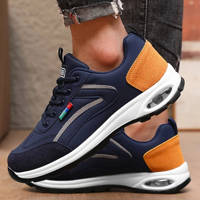 Trendy sportschoenen voor heren, lichtgewicht en ademend, moderne antislipschoenen met suèdedetails, stijlvolle outdoor sneakers voor dagelijks gebruik