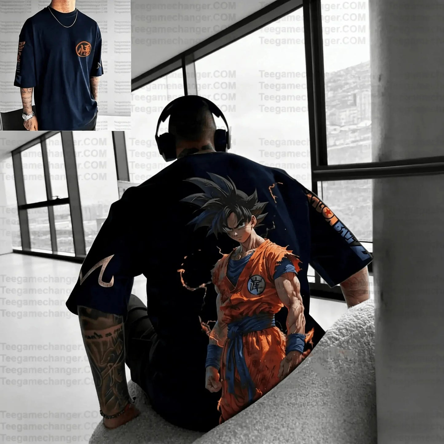 2026 Summer Dragon Ball Battle-Damaged Goku Vintage Anime T-shirt Men's Pure Cotton Casual Loose Sports Daily Top