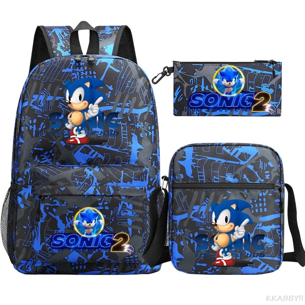 Sonic Backpacks Student School Bags for Teen Men Women Tote Bag Clutch Pocket Nylon Backpacks Travel Mochilas