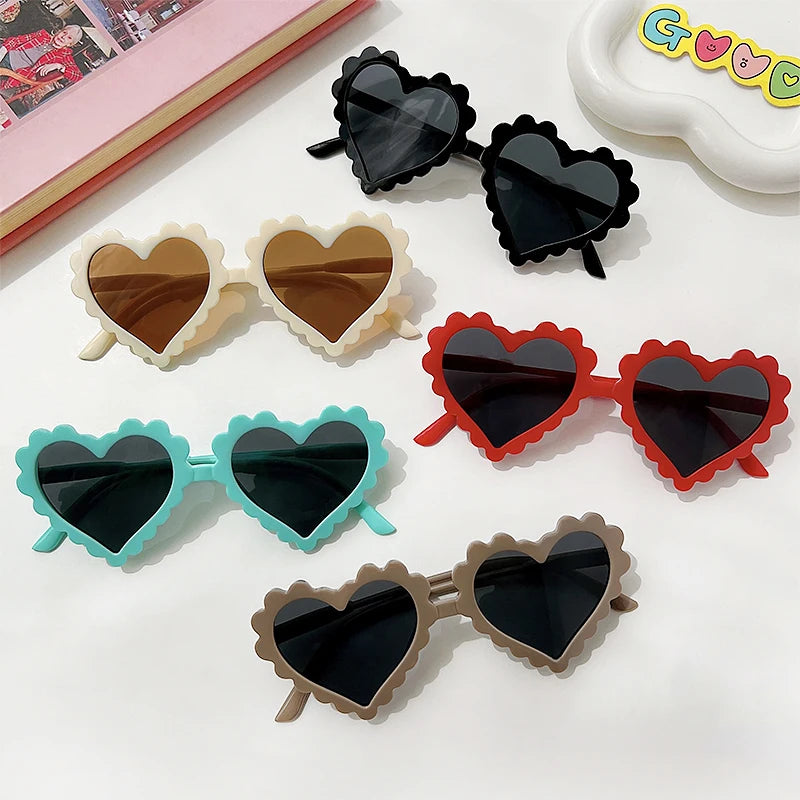 New Kids Cartoon Heart Sunflower Fruit Rabbit Ears Sunglasses Girls Boy Children Outdoor Round Polarized UV400 Sun Glasses