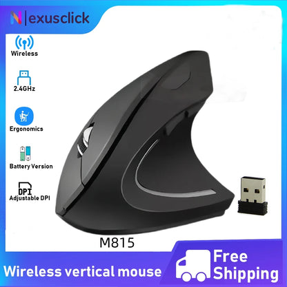 2.4G Bluetooth Wireless Vertical Mouse Rechargeable Ergonomic 1600DPI Adjustable Gaming Mouse 6Buttons for Laptop PC Computer